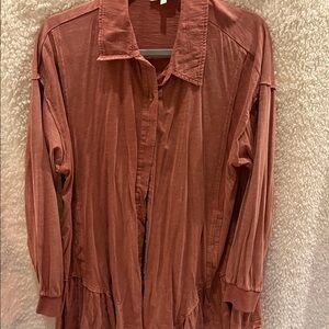 Women's Terracotta Button-Down Shirt